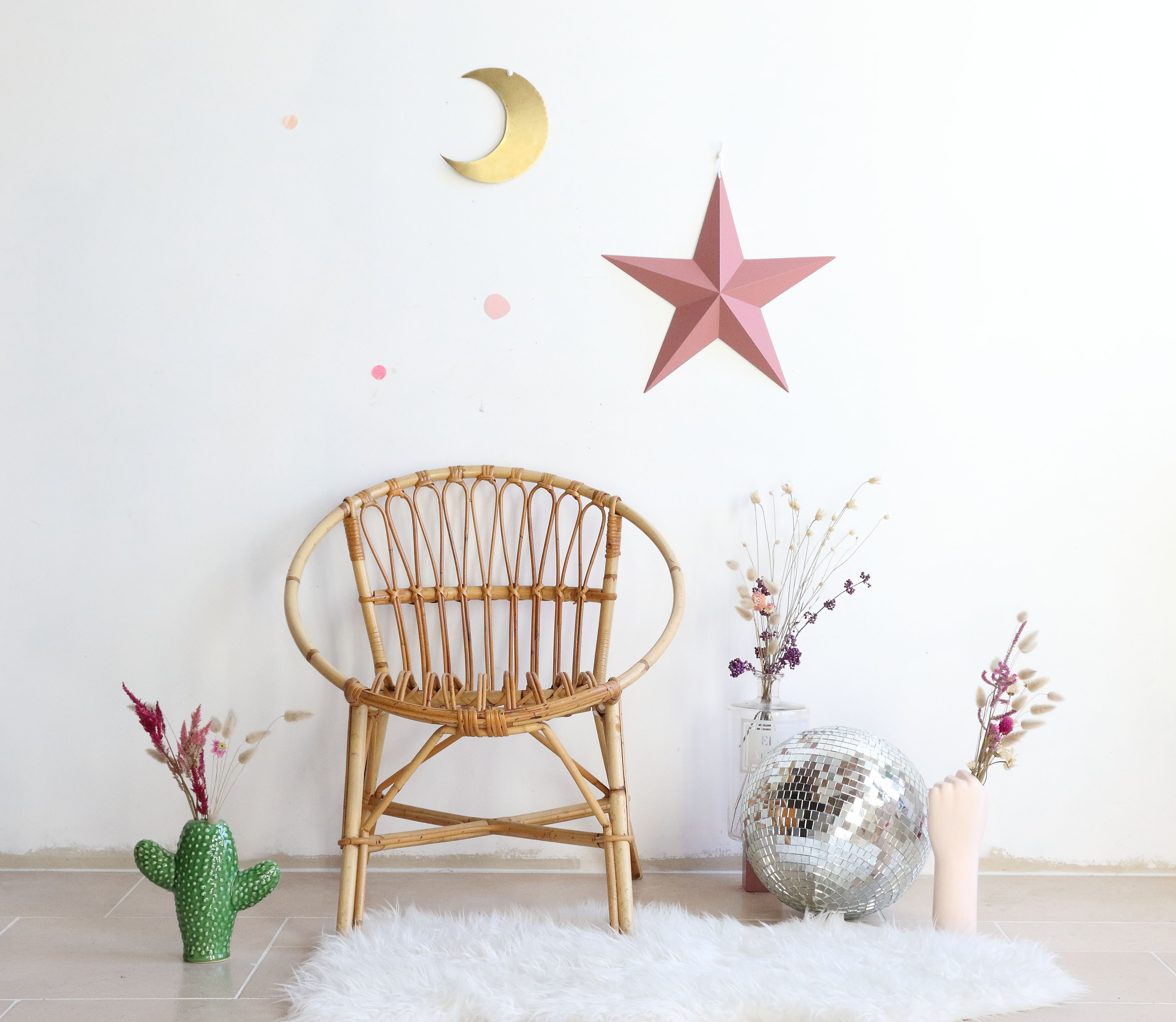 Adult-sized rattan shell chair