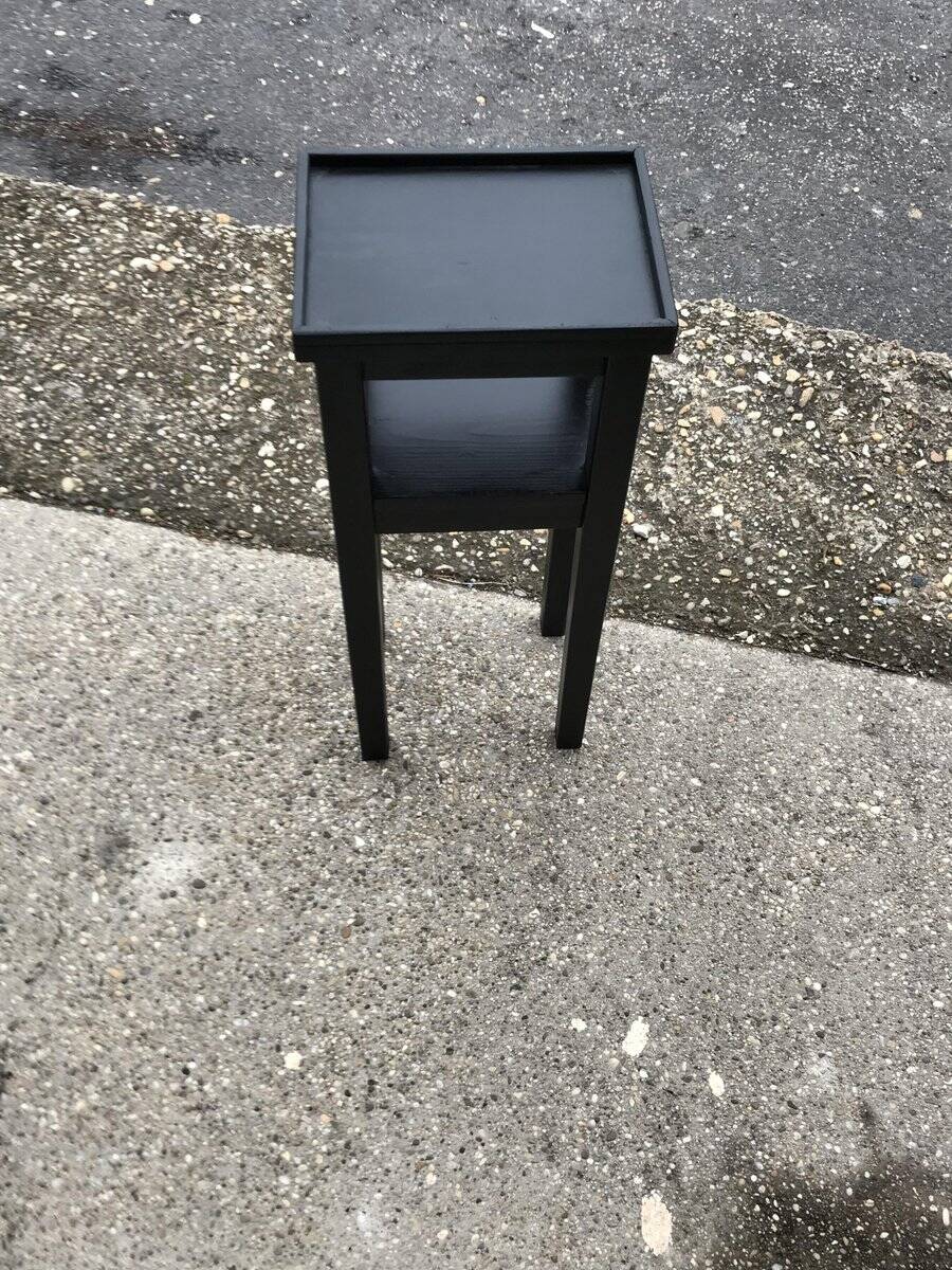 Small black Art Deco side table in wood, 1930s — compact and slender