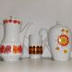 Lot de 3 cafetières théières vintage motif orange en porcelaine