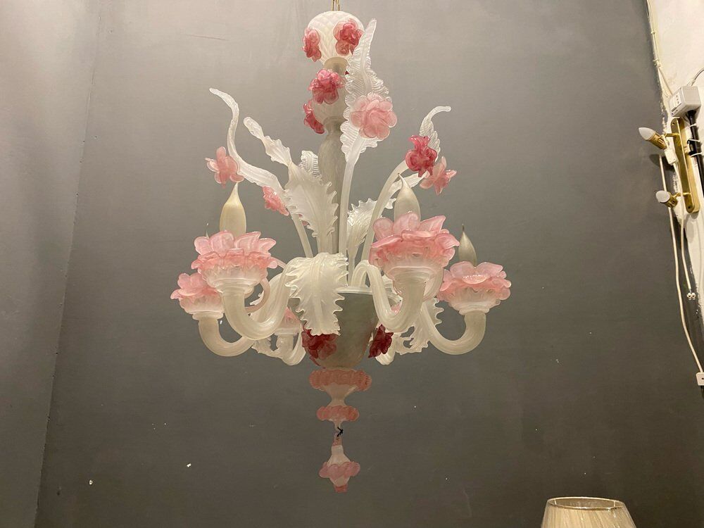 Venetian Murano glass flower chandelier, 1960s