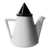 Cafetière ou théière vintage en céramique des années 1980, design postmoderne Memphis, triangles noir et blanc