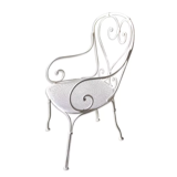 White openwork wrought iron armchair