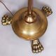 Restored Brass Art Deco Floor Lamp, France, Original Textile Shade, 1920s