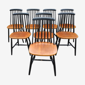 Série de 8 chaises scandinave Nässjö Stolfabrik 1960