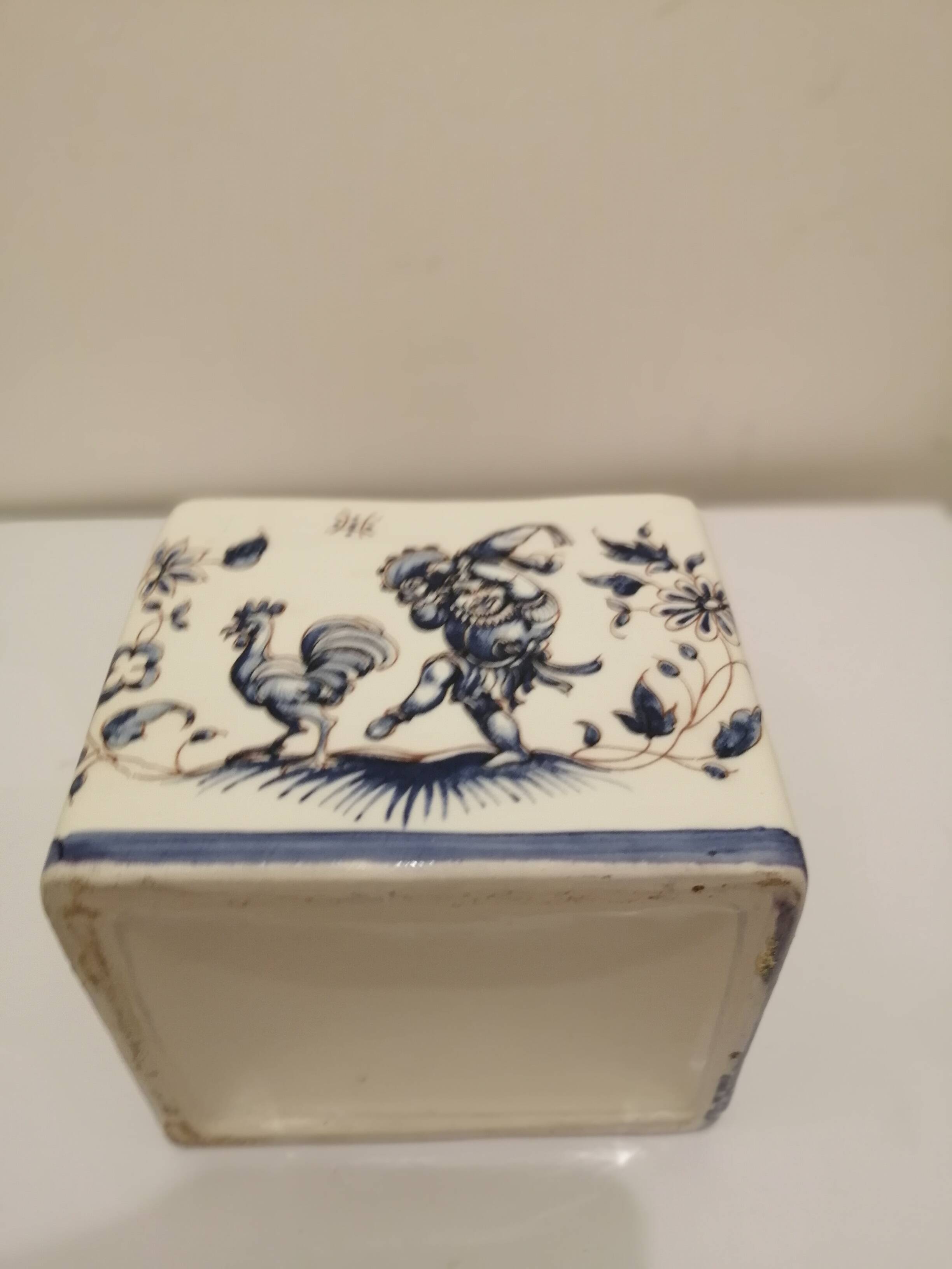 Vintage ceramic and wood salt box