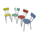 Ensemble de quatre chaises en formica coloré années 60