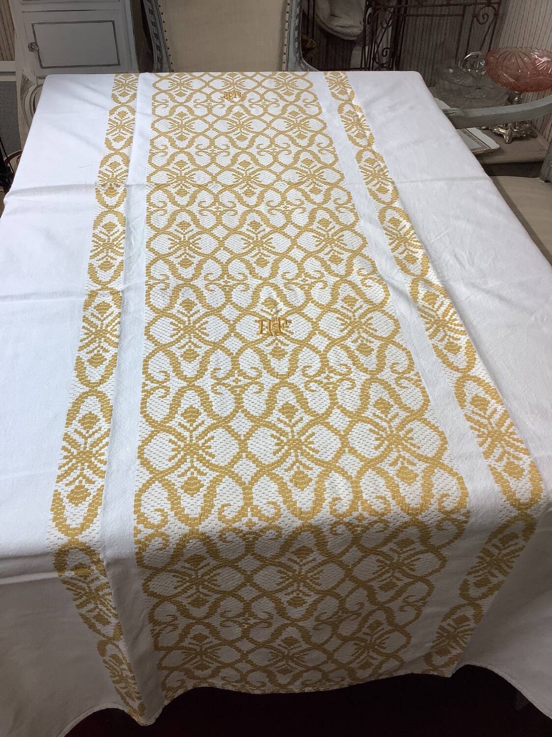Vintage tablecloth and monogram napkins