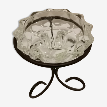 Metal base glass candle holder