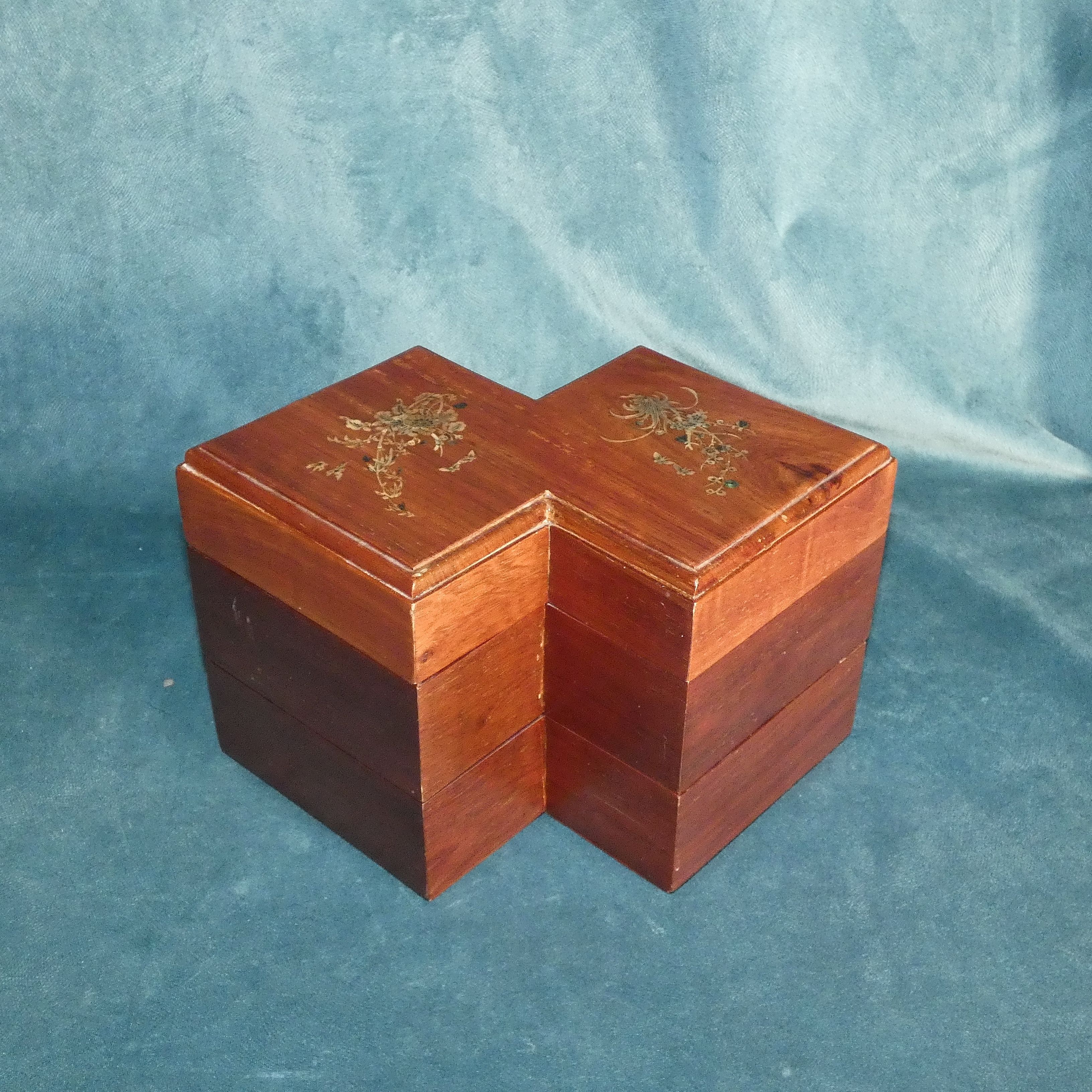 Exotic wood box double square shape
