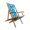 Chilean, wooden deckchair and blue cotton