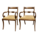 2 Antique Brass Dining Chairs with Inlaid Backs