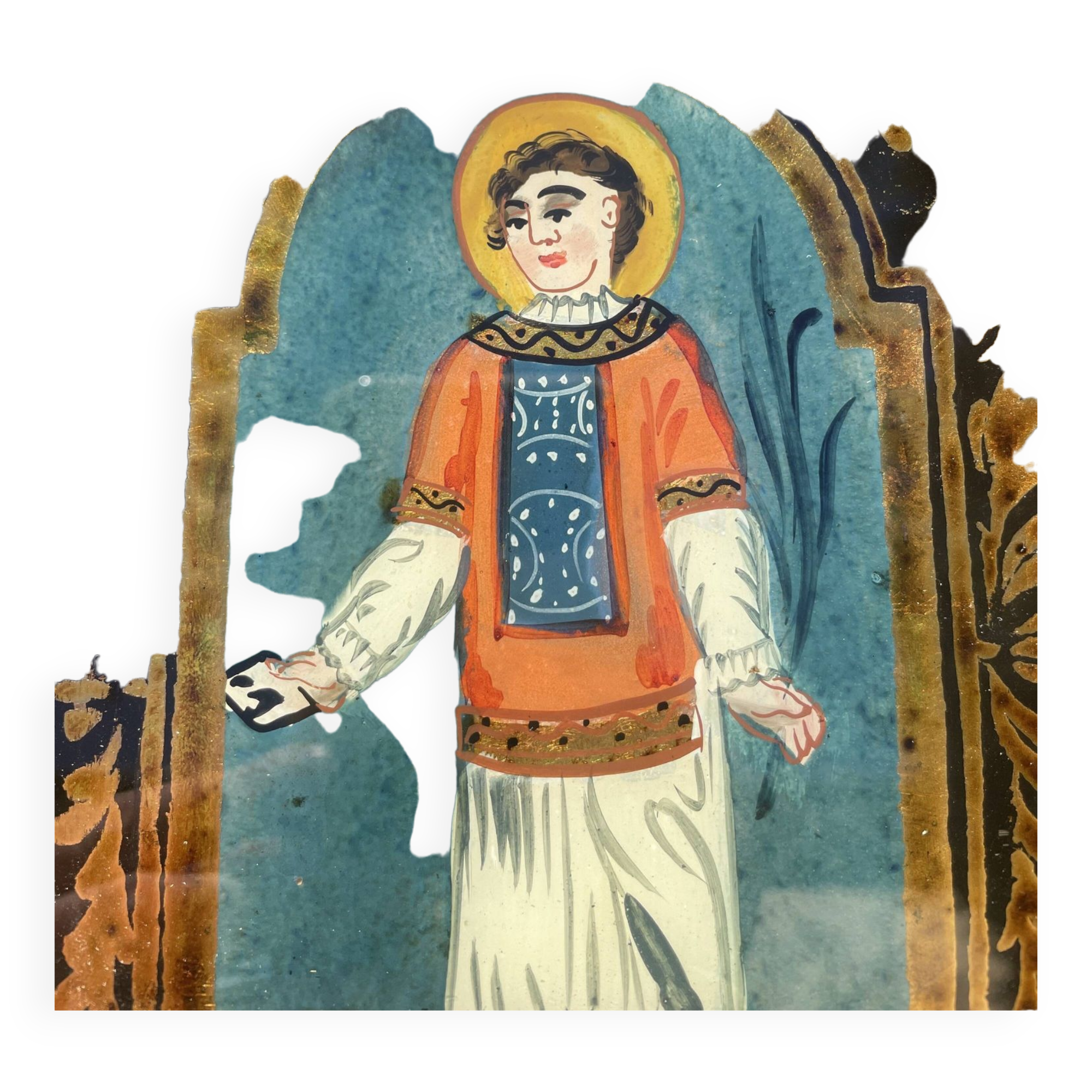 Painting fixed under glass, 19th century