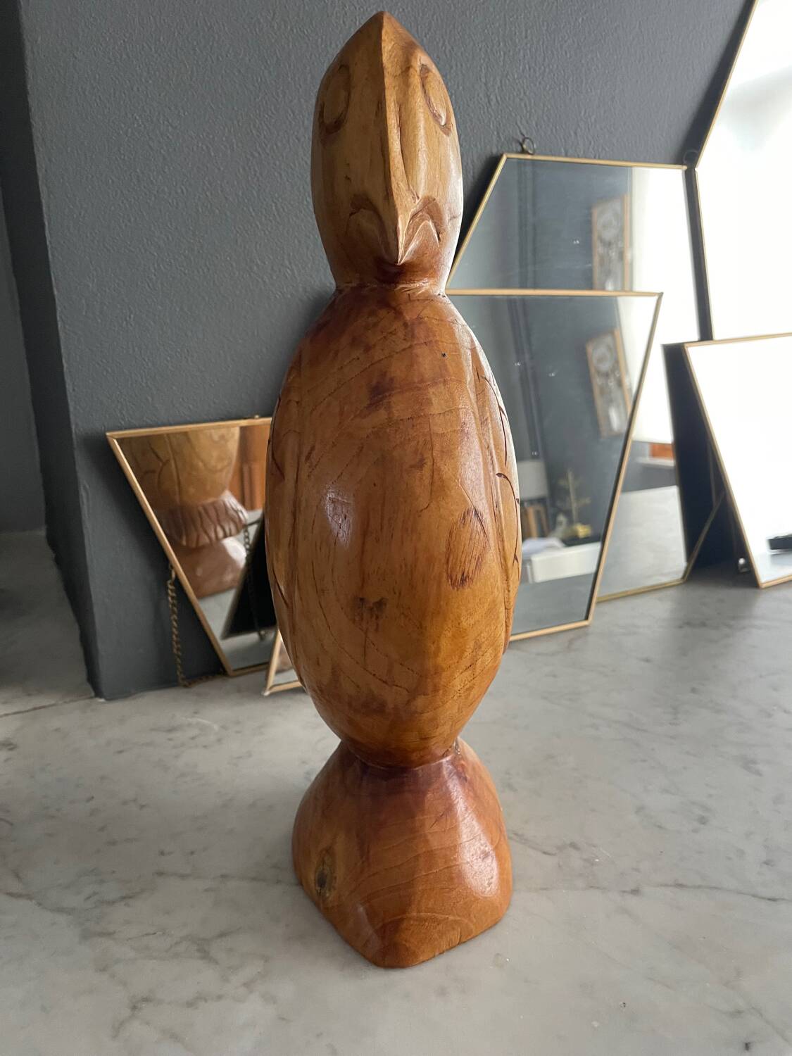 Wooden bird sculpture