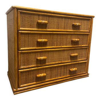 1970s rattan chest of drawers