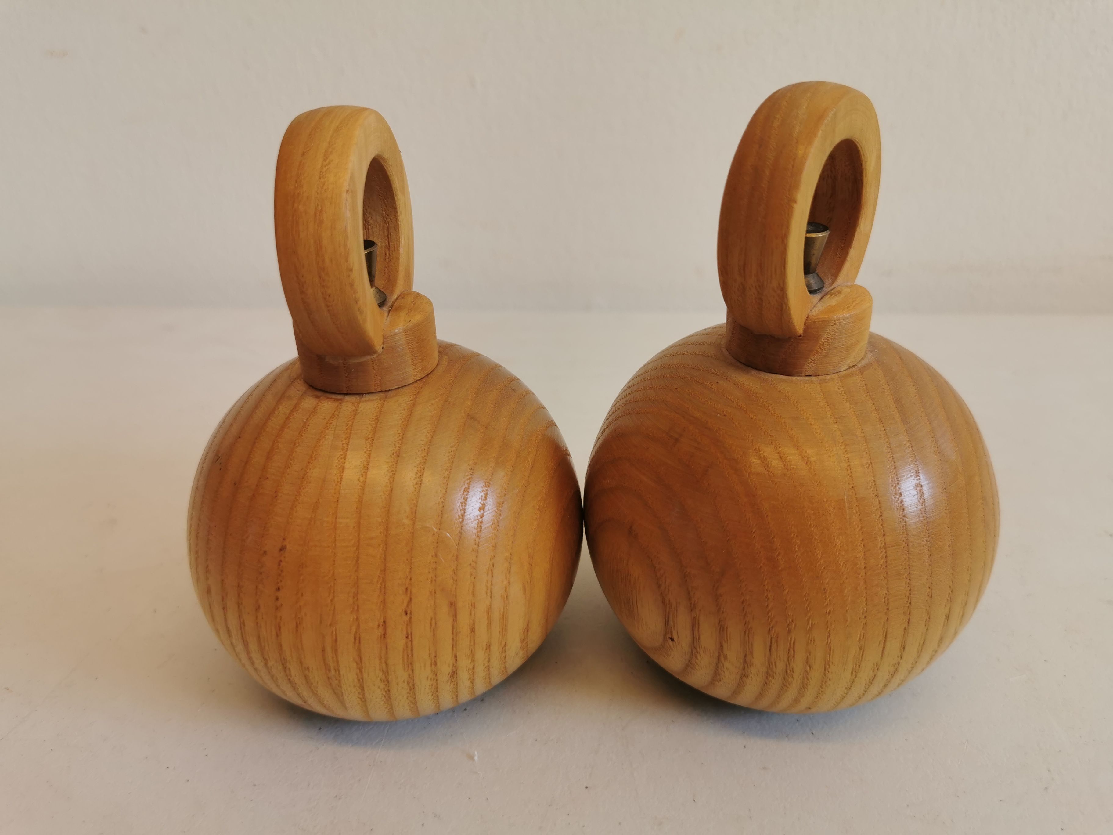 A set of pepper and salt grinders designed by c jorgensen for bodum denmark. Late 20th century.