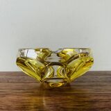 Vintage ashtray in yellow and transparent molded glass
