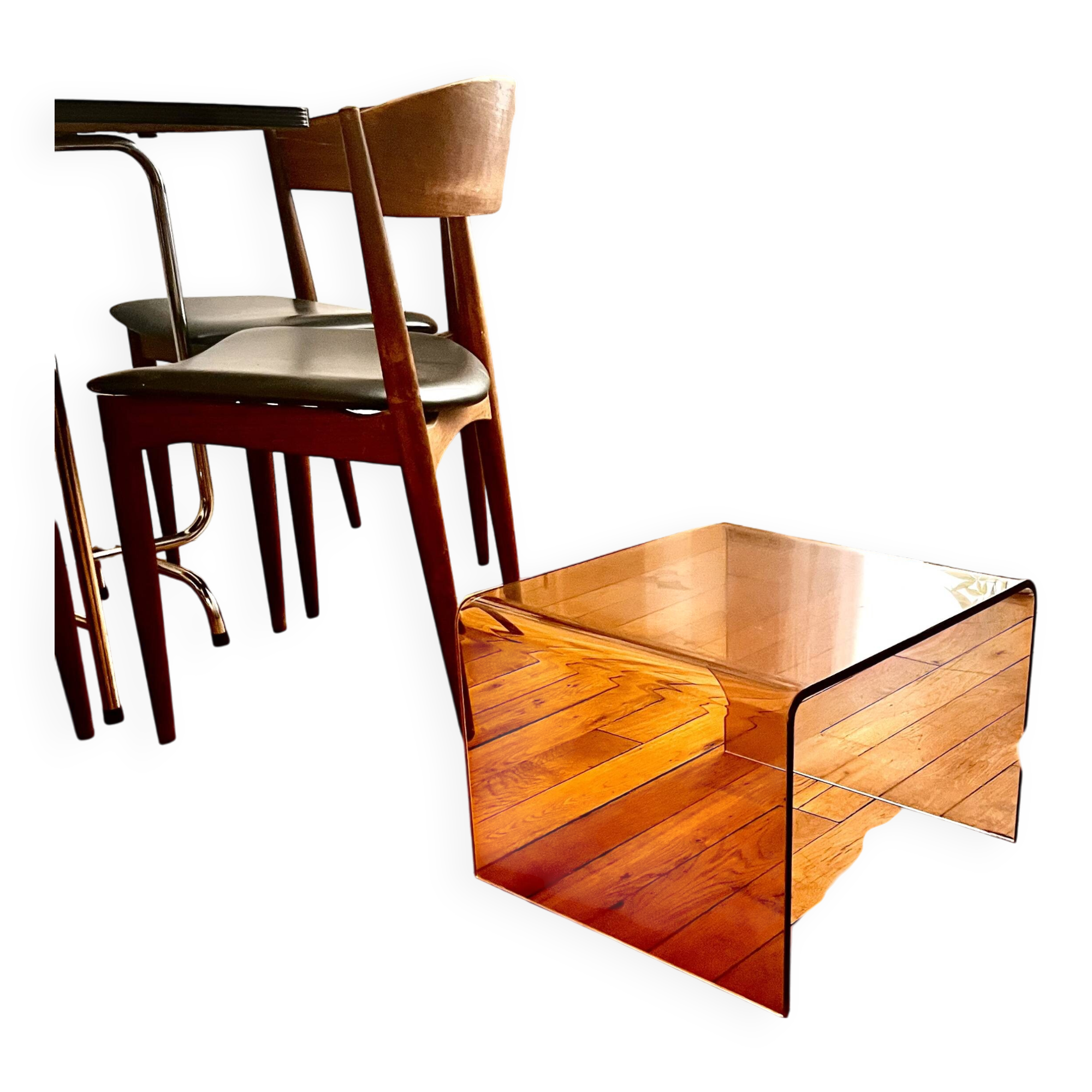 Table basse vintage Plexiglas Michel dumas
