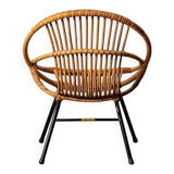 Fauteuil en rotin pieds métal