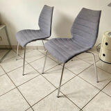 Pair of Kartell Mauï Soft grey chairs, designed by Vico Magistretti