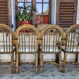 4 fauteuils vintage en Bambou 70's  dans le style Maugrion Roche Bobois