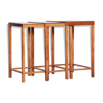 Brown Jan Vanek pull out tables made in 1930s Czechia