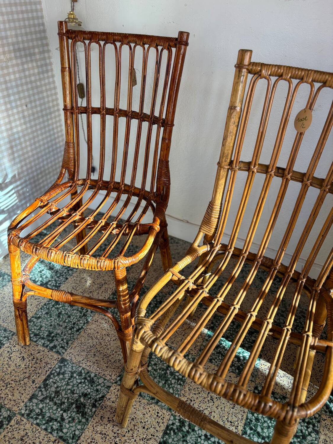 Two rattan chairs