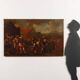 Ancient painting with a historical subject, oil on canvas, 17th century.