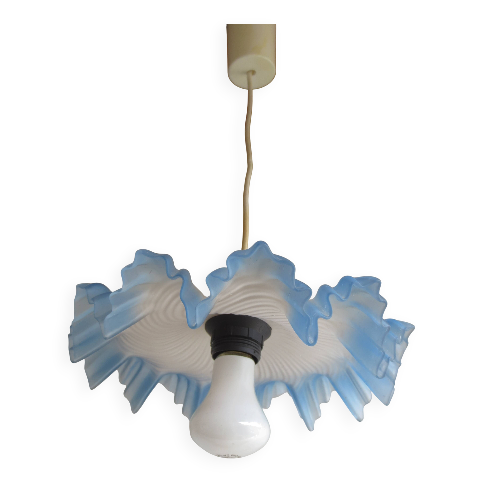Suspension lampshade opaline blue edge