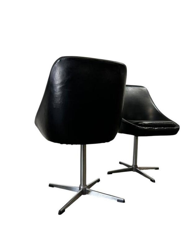 Chaise coque vintage noire / chaise sur pied étoile