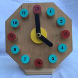 Painted wooden toy clock