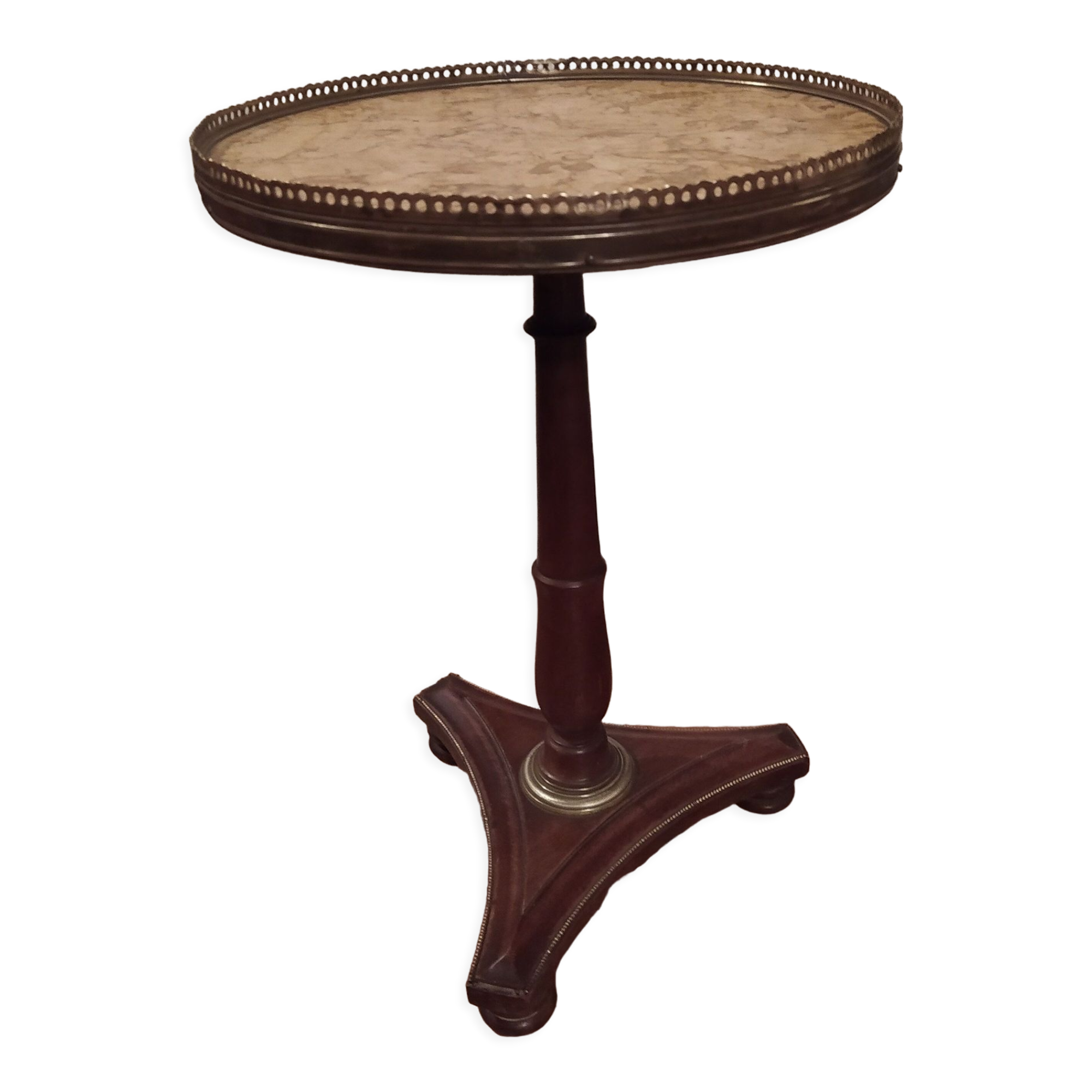 Empire style pedestal table with marble top