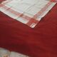 2 old red and white damask napkins
