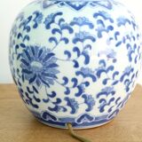 White Chinese porcelain lamp base, blue floral decoration