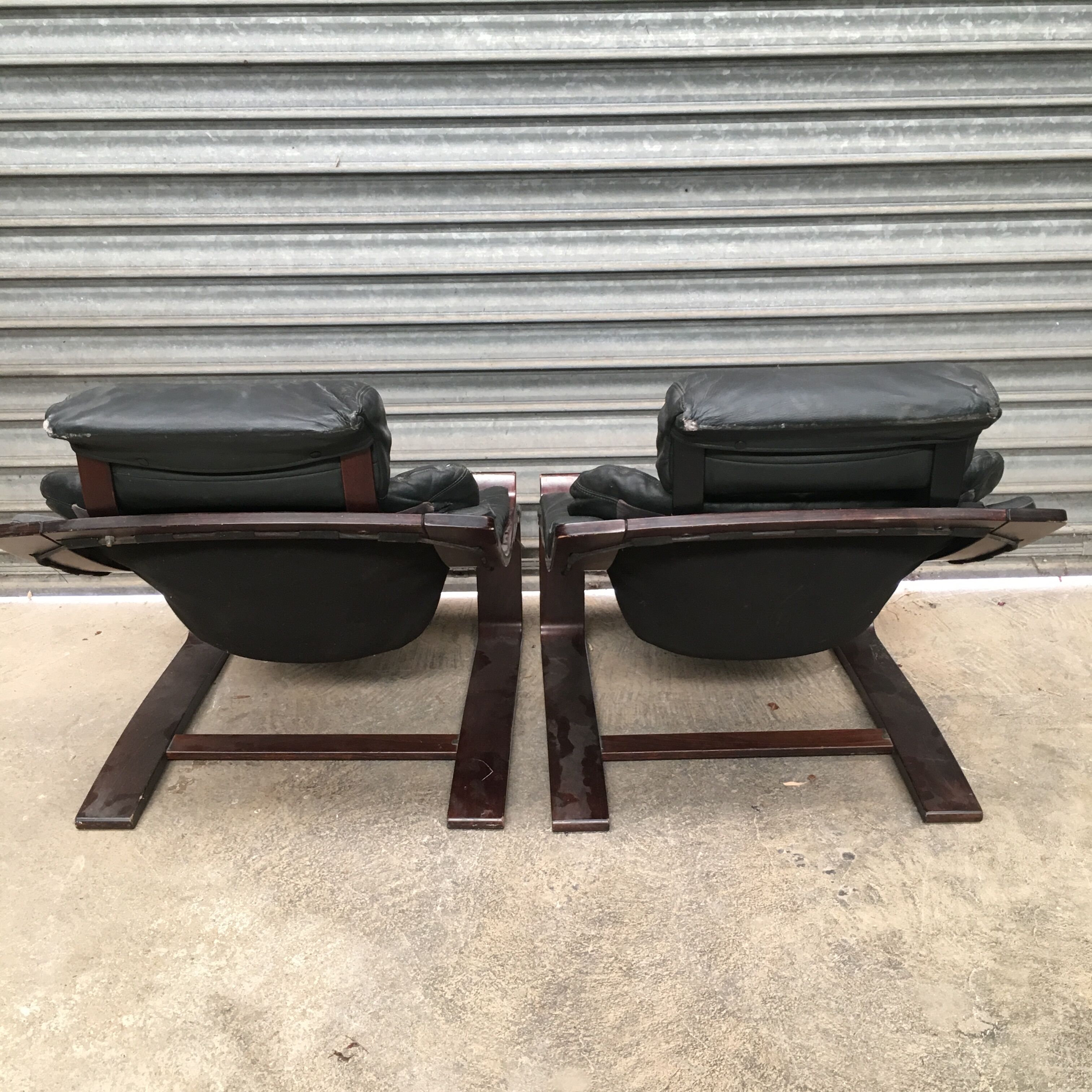 Pair of kroken leather armchairs design 1970