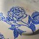 2 flat plates mismatched iron earth with blue flower motifs France