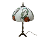 Perenz Tiffany style stained glass table lamp, brass, signed