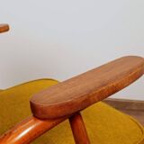 Pair of armchairs in natural wool, gilt, 1960.