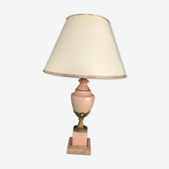 Lampe en marbre rose et en bronze