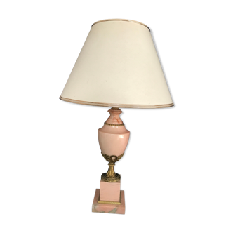 Lampe en marbre rose et en bronze