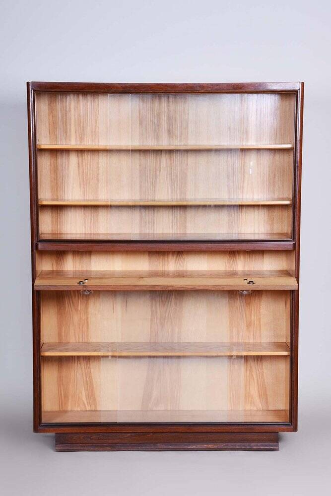 Bibliothèques Art Déco vintage en frêne et acajou, années 1940, ensemble de 2