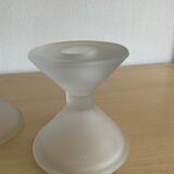 Set of 5 vintage diabolo candle holders in frosted glass