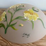 Opaline pendant light hand painted and signed