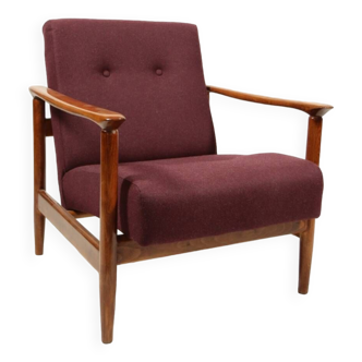 Vintage armchair Danish modern design natural wool plum 1965 E.Homa