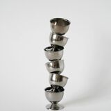 Set of 6 stainless steel egg cups, Design, 1970
