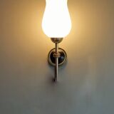 Pair of opaline and brass wall lights, 1950s