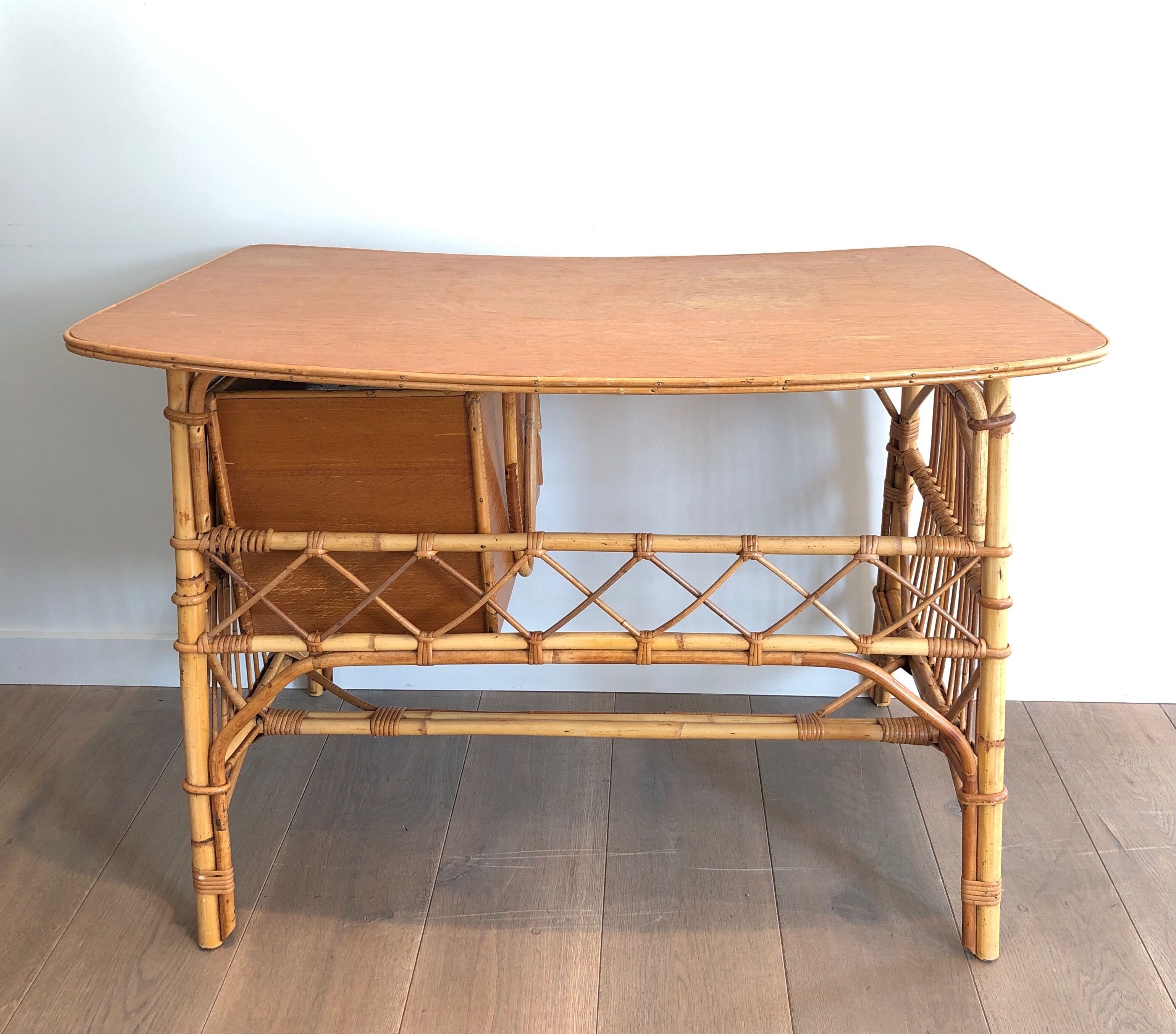 Rattan desk around 1970