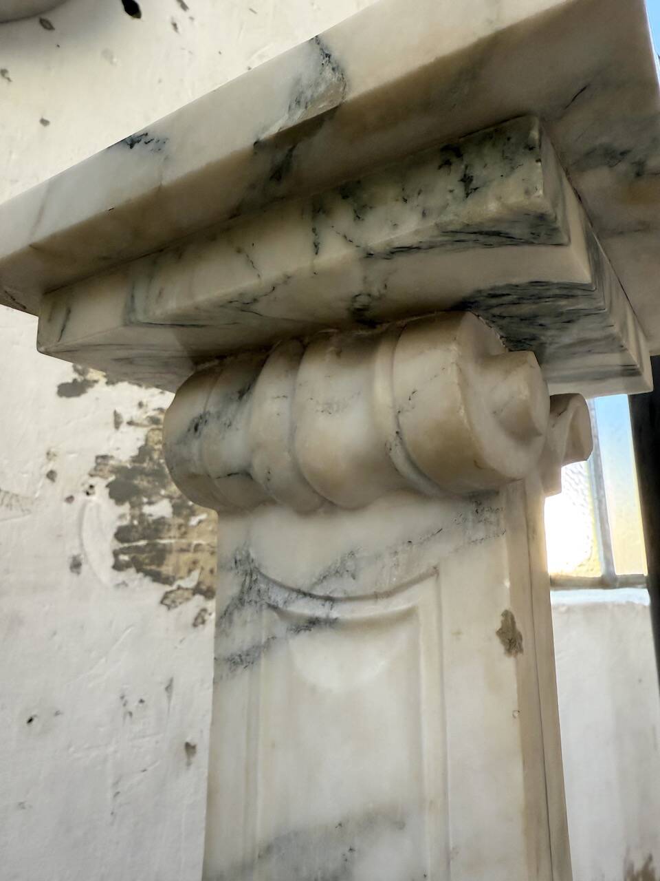 Set of 4 marble columns or pedestals.
