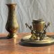 Large 19th century brass candlestick with dolphin motifs