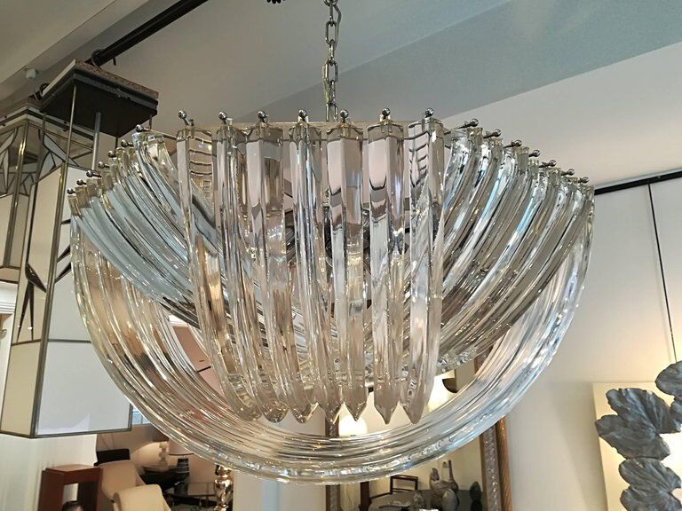 Lustre en cristal courbé de Murano