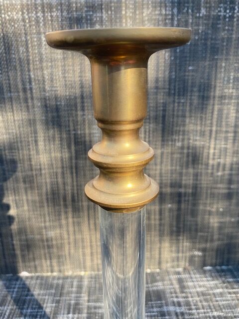 Bougeoir en laiton et plexiglas